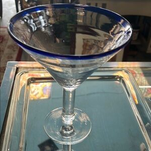 Elegant Blue-Rimmed Martini‎ Glass